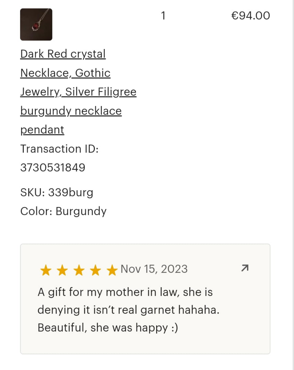 Burgundy Gothic Necklace