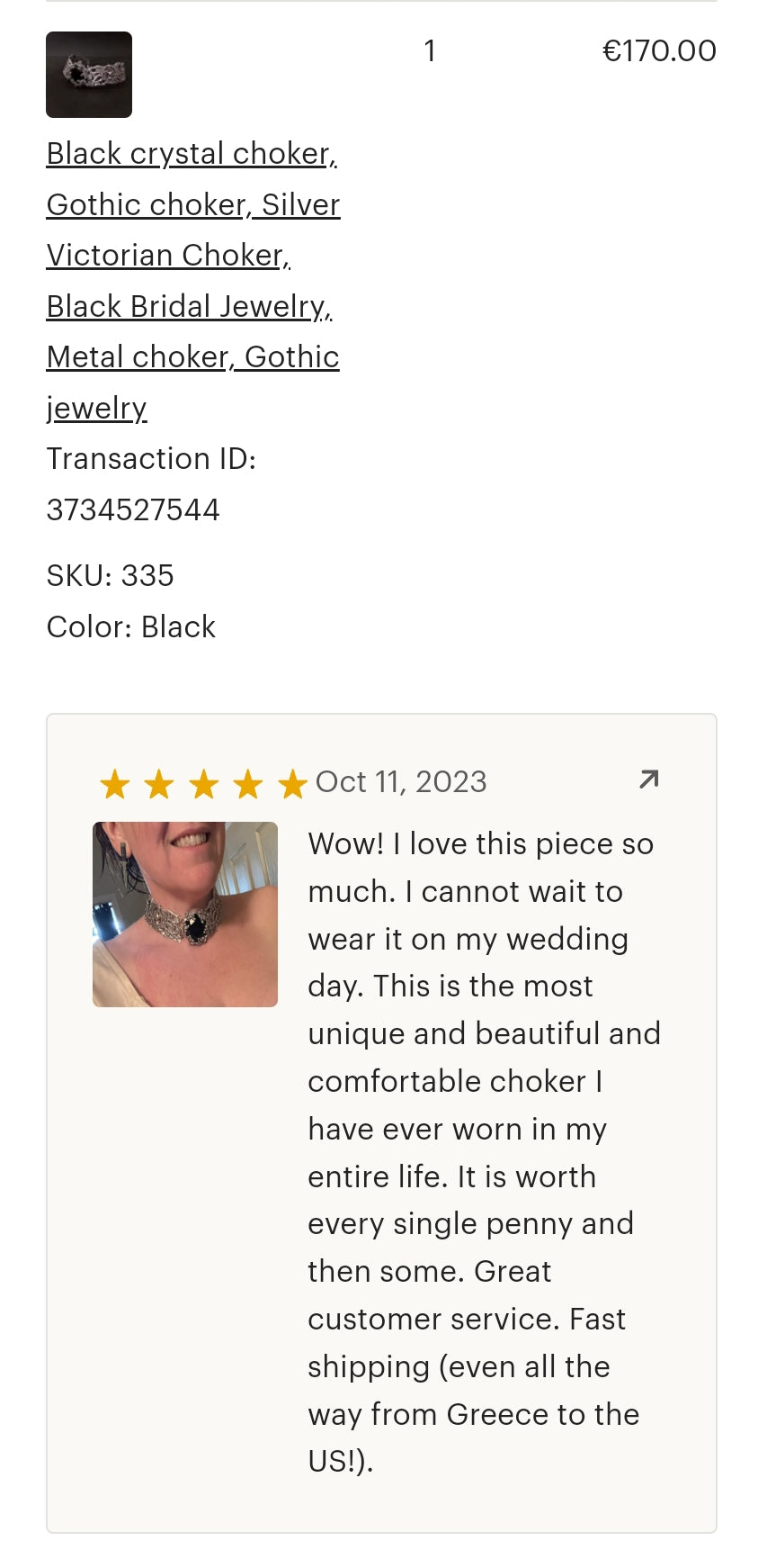 Brass choker with round crystal