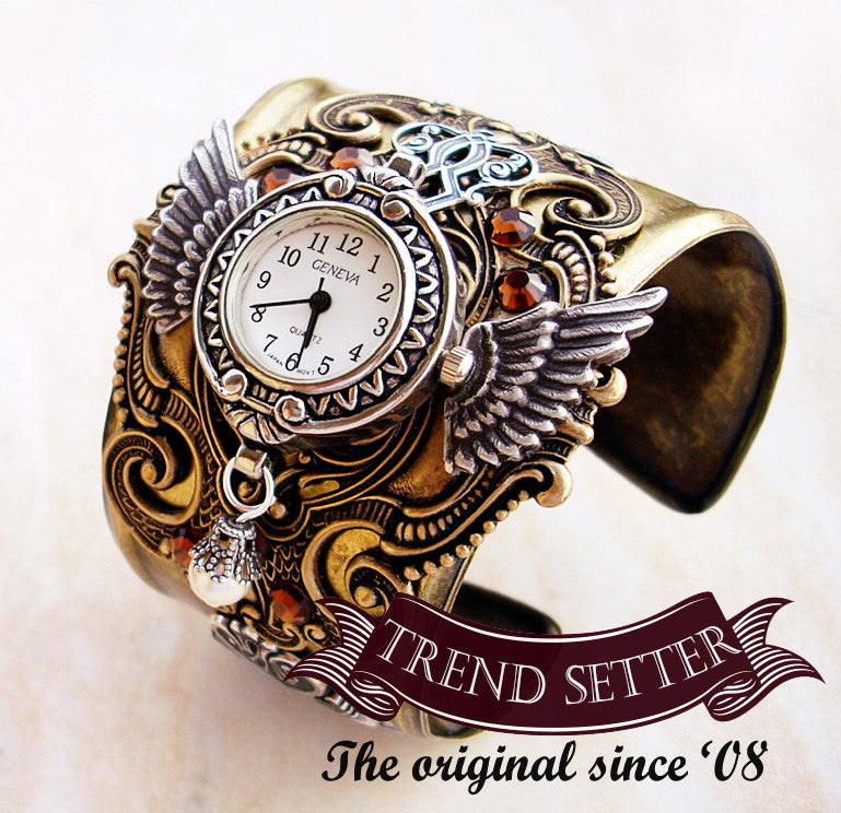 Brass Steampunk Watch Cuff -b - Aranwen's Jewelry
 - 1