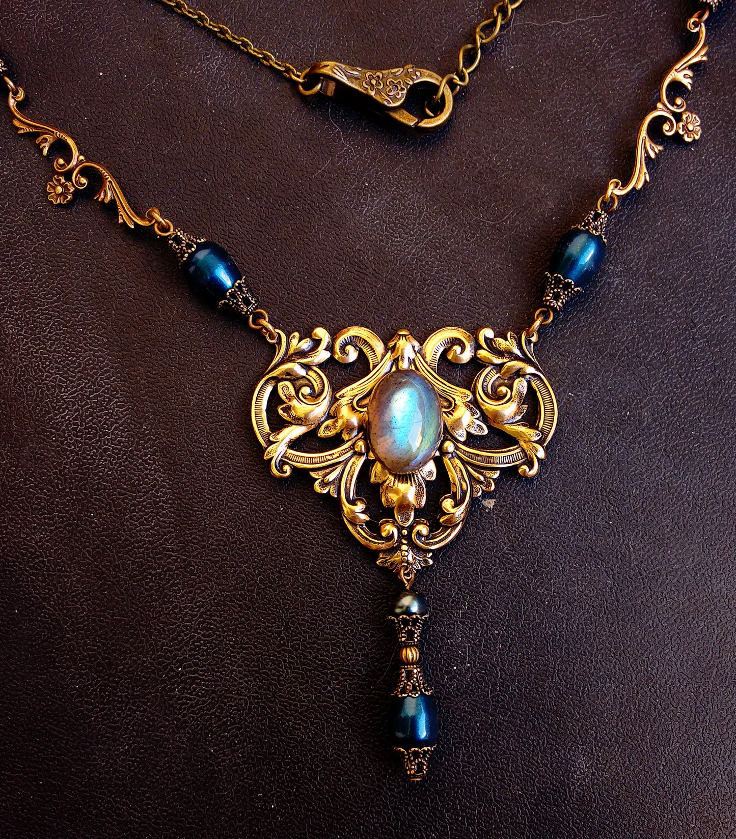 Labradorite Antique Brass Necklace