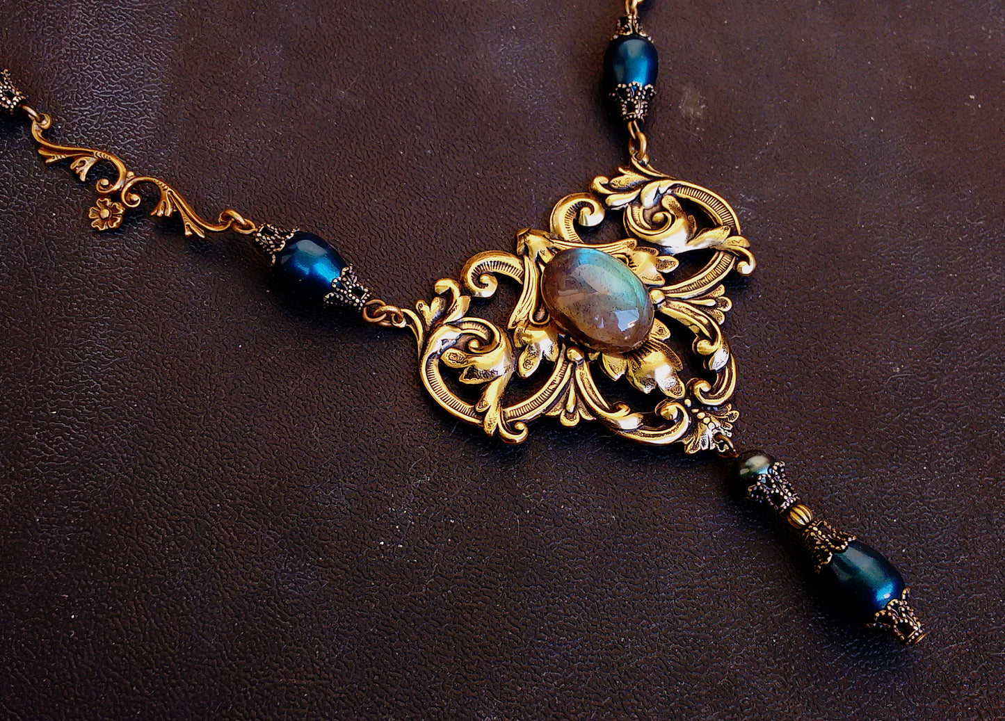 Labradorite Antique Brass Necklace