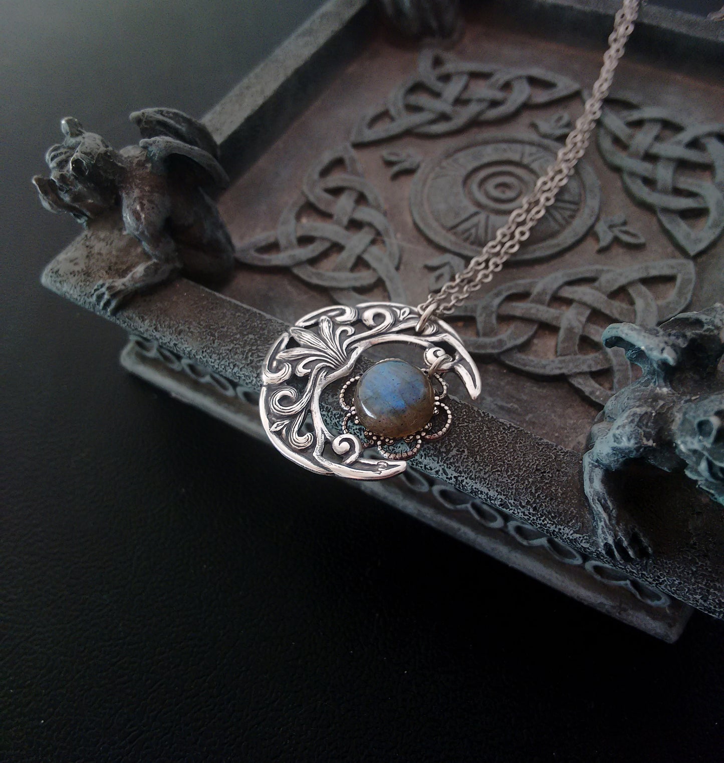 Small Crescent Necklace with Labradorite