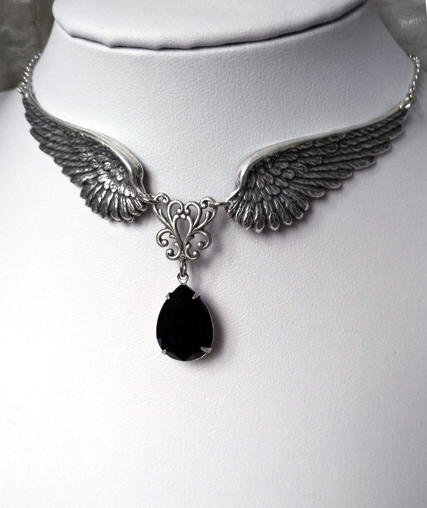 Silver Angel Wings Gothic Necklace
