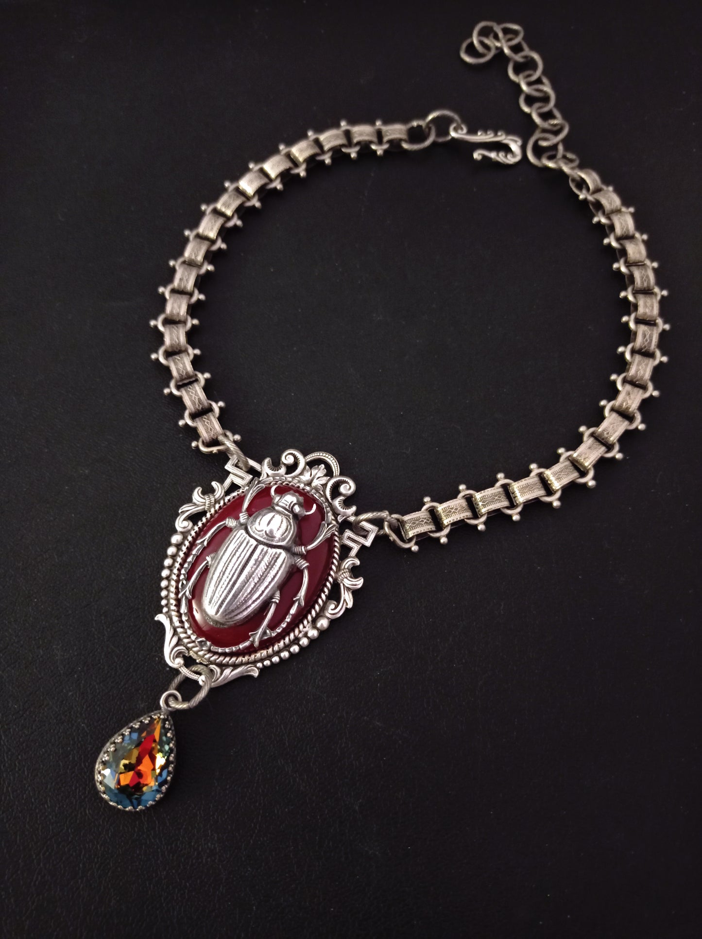 Large Carnelian Scarab Necklace