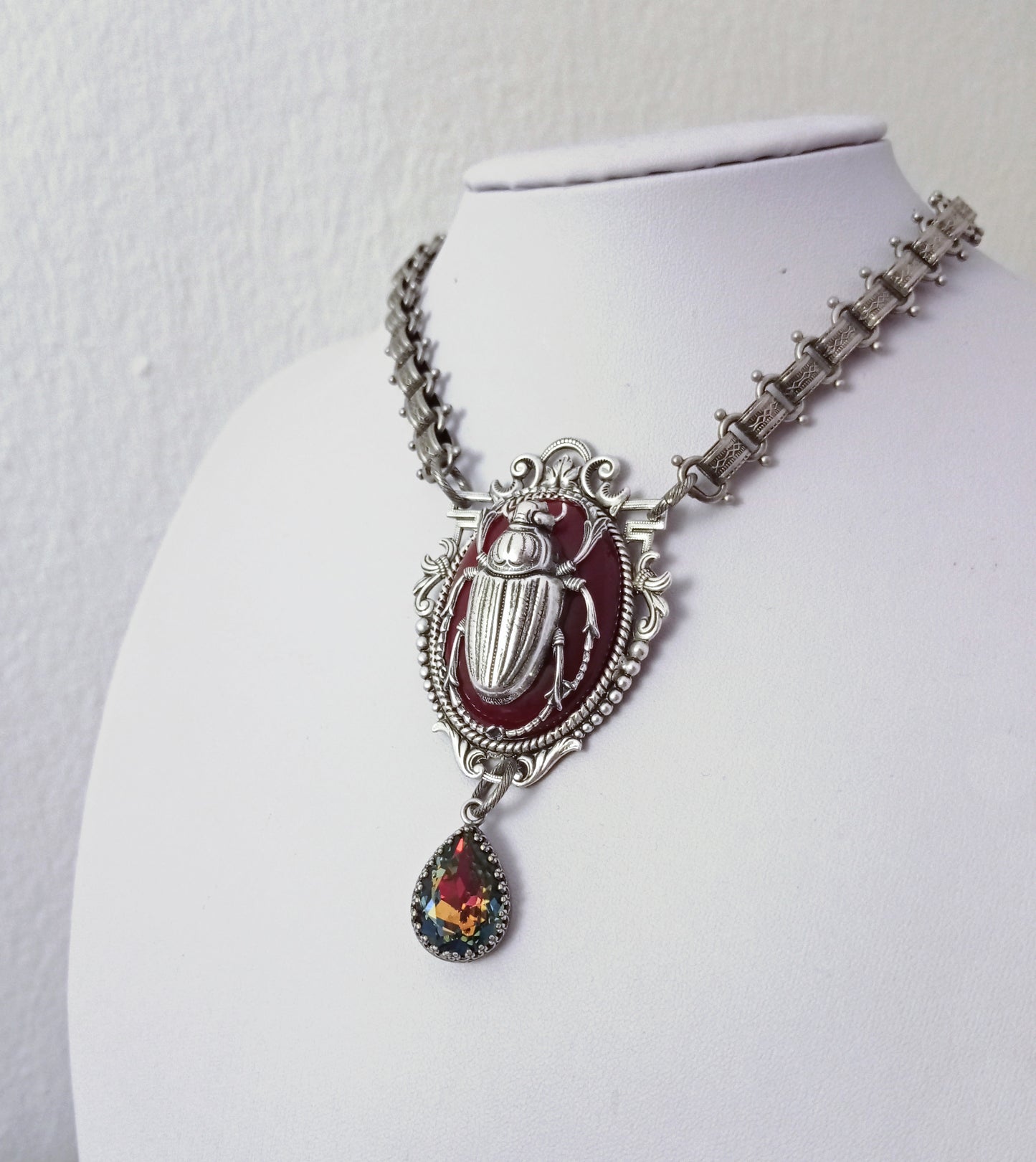 Large Carnelian Scarab Necklace