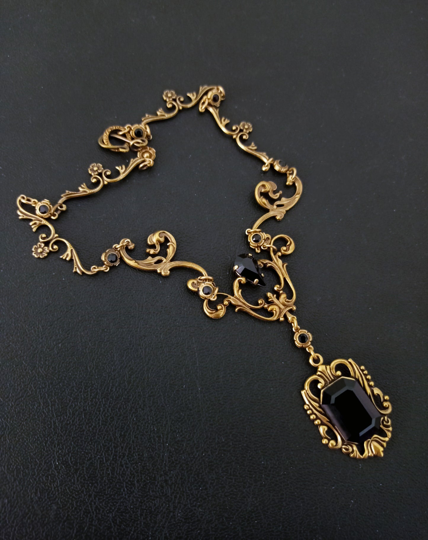 Brass and Black Victorian Necklace