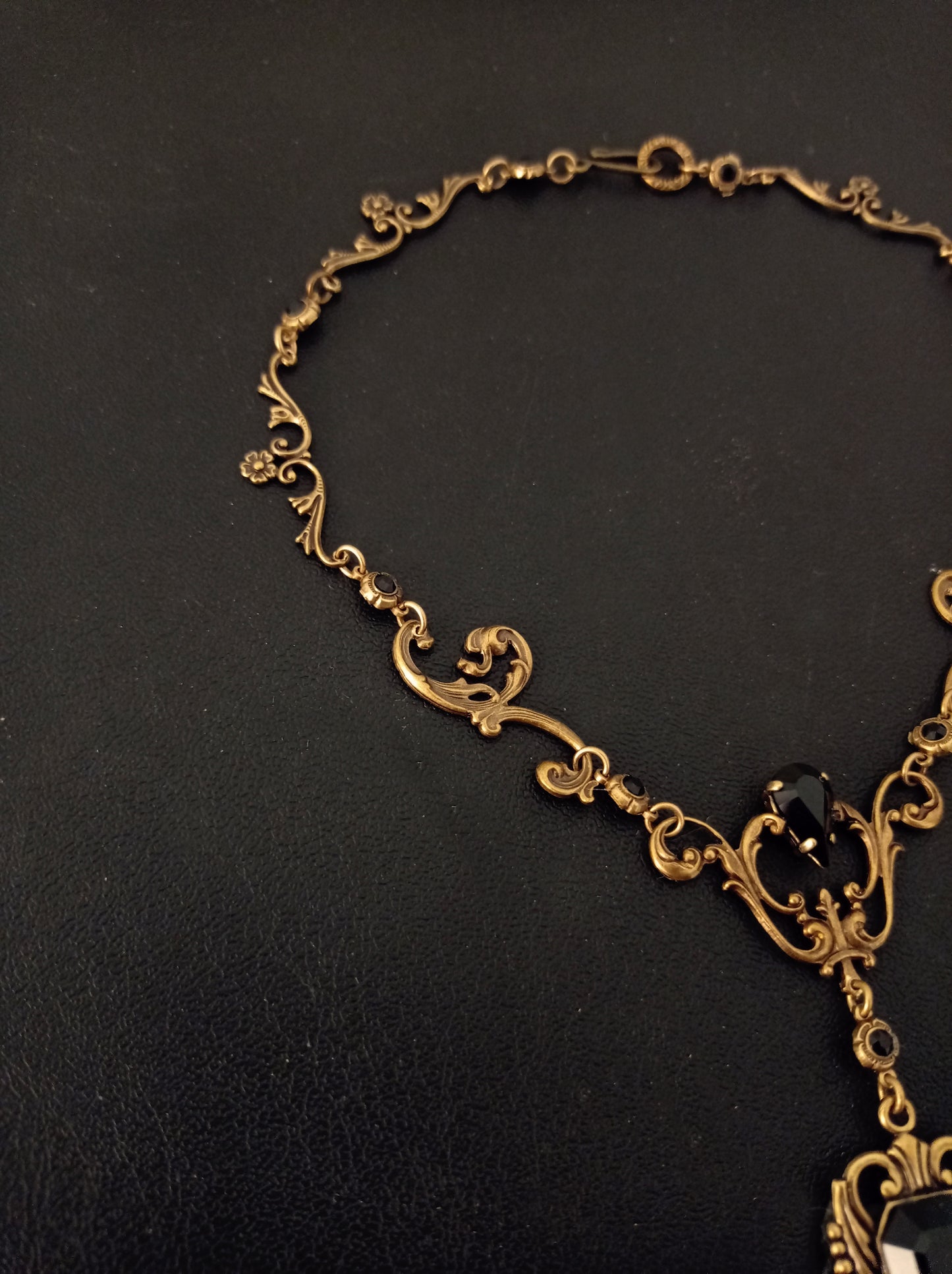 Brass and Black Victorian Necklace