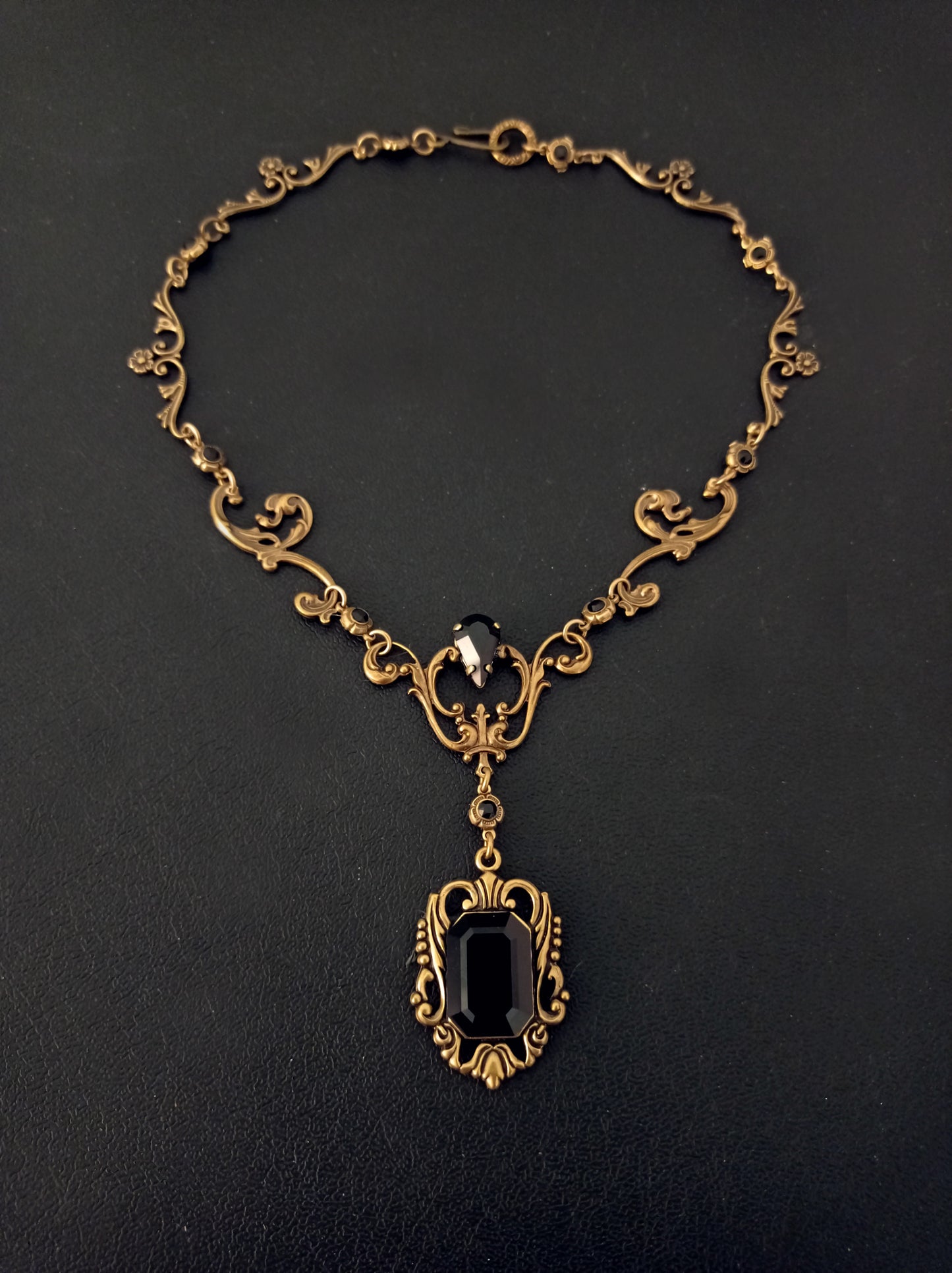 Brass and Black Victorian Necklace