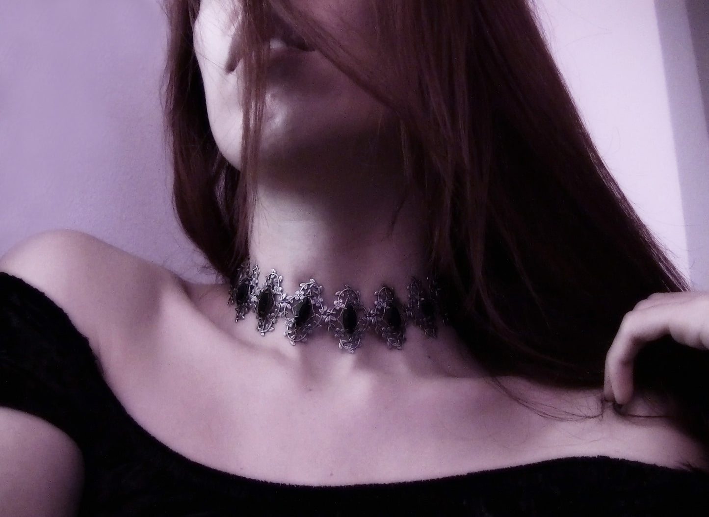 Silver Leaves Choker - Aranwen's Jewelry
 - 2