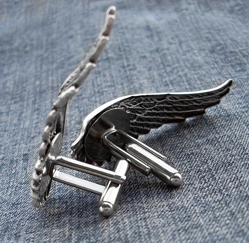 Silver Angel Wings Cufflinks - Aranwen's Jewelry
 - 4