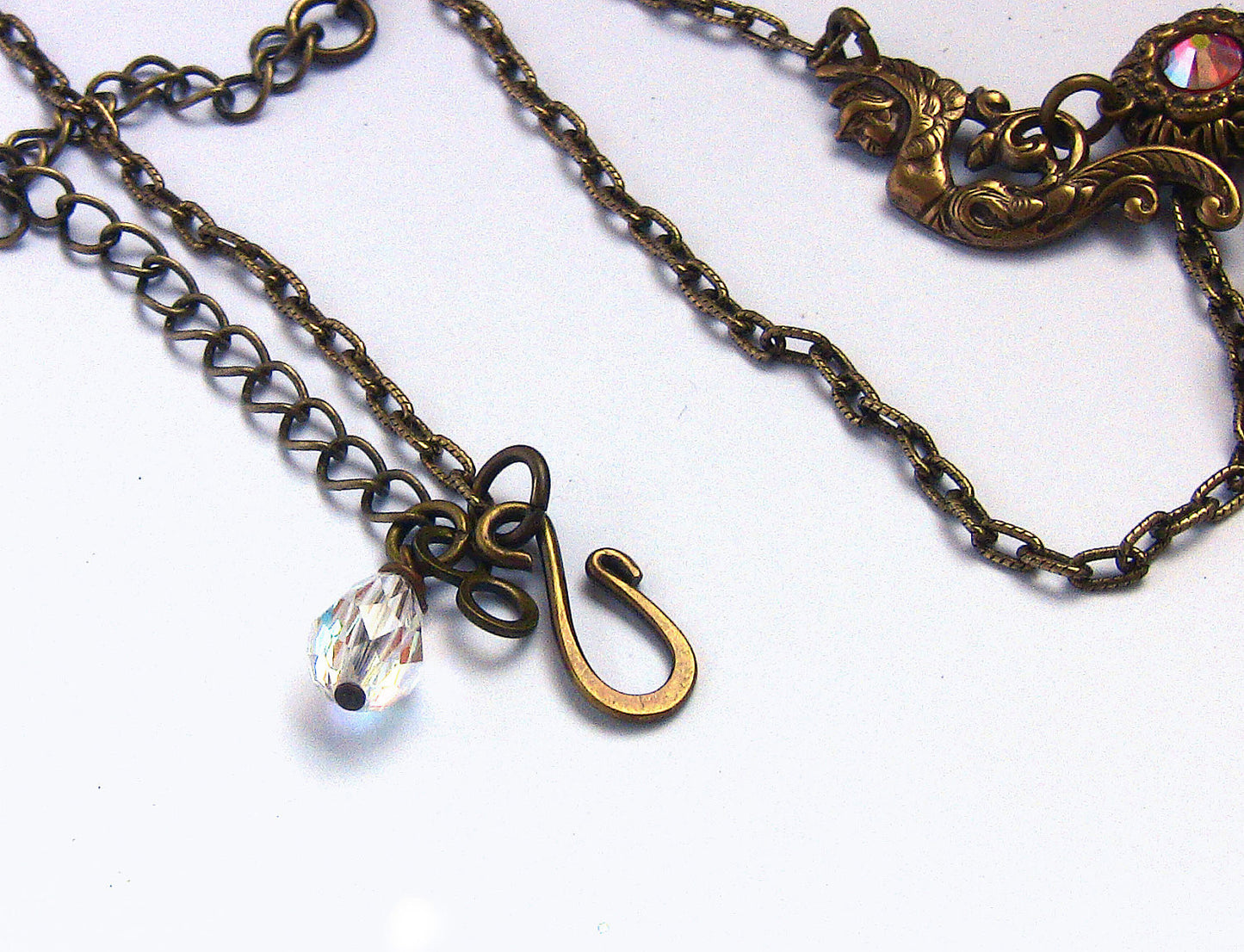 Vintage Brass Necklace with Swarovski Crystal - Aranwen's Jewelry
- 5