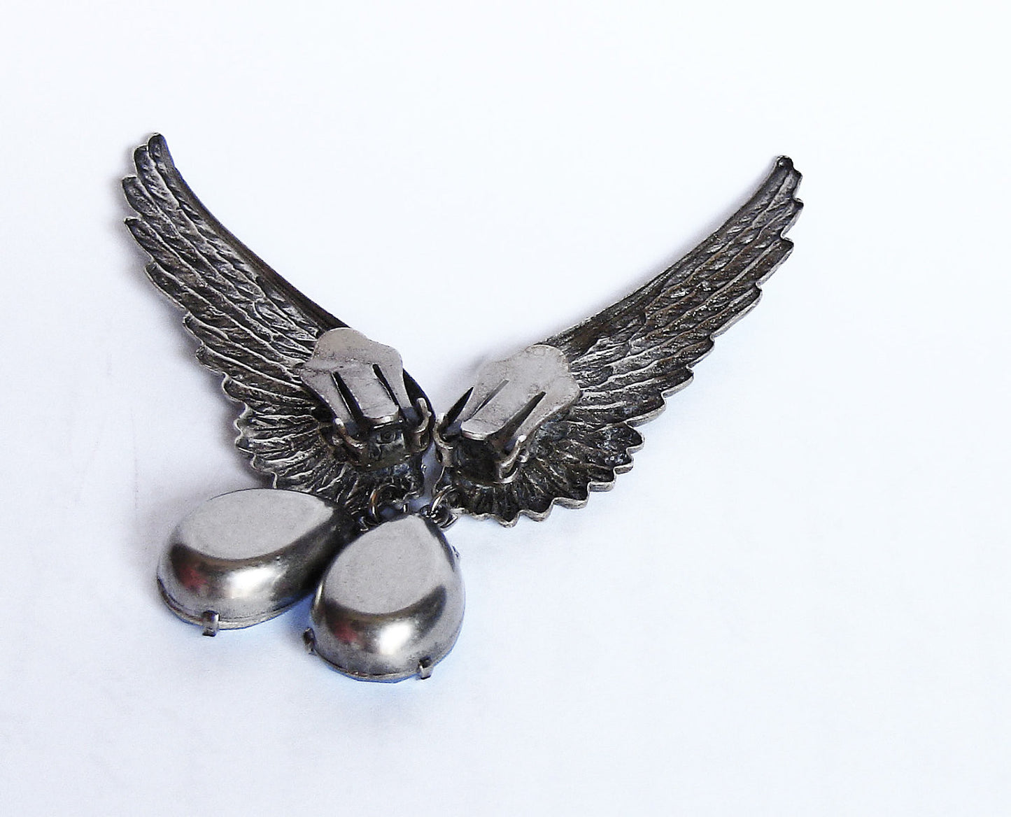 Silver Wings Earrings with Swarovski Drops - Aranwen's Jewelry
- 4