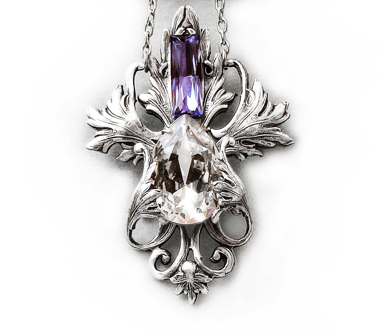 Tanzanite Swarovski Earrings and Necklace Set - Aranwen's Jewelry
- 2