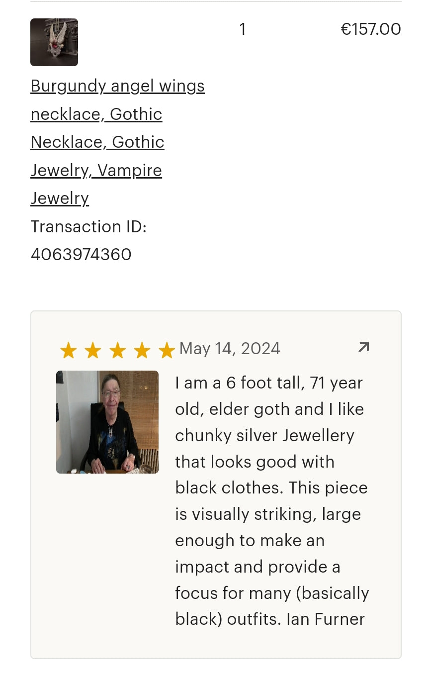 Burgundy Dark Angel Pendant