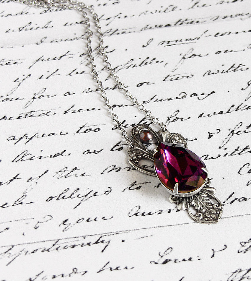 Victorian Black Crystal Drop Necklace - Aranwen's Jewelry
 - 5