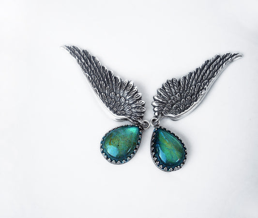 Labradorite Wing Earrings