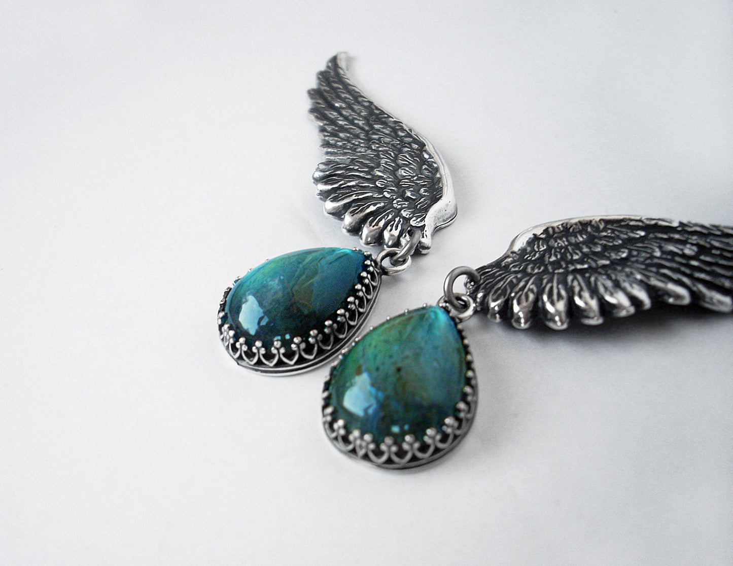 Labradorite Wing Earrings