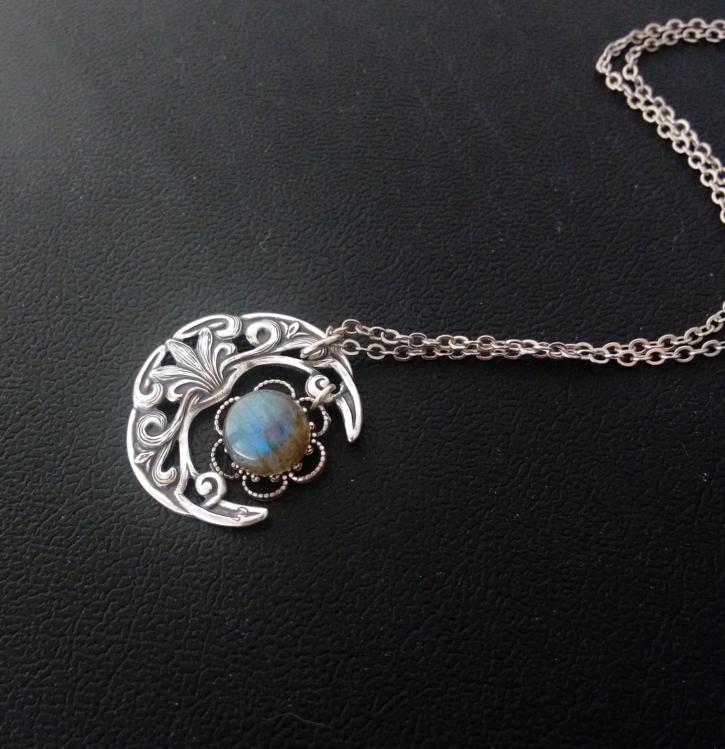 Small Crescent Necklace with Labradorite