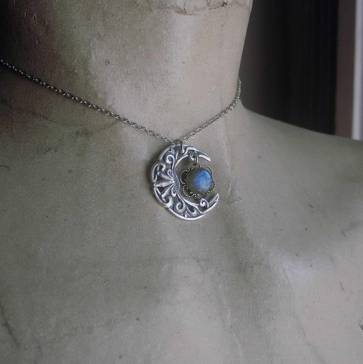 Small Crescent Necklace with Labradorite