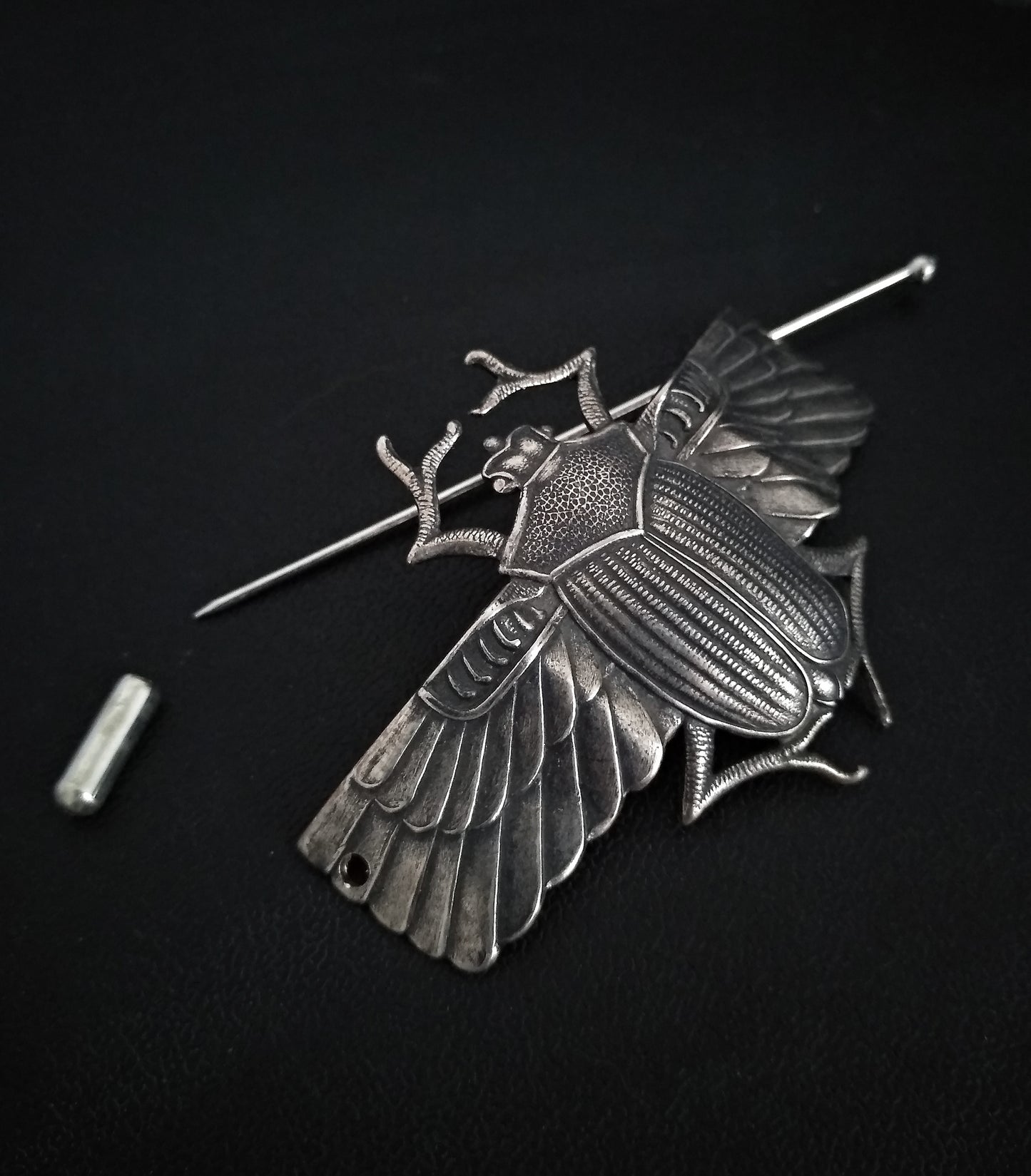 Silver Scarab Shawl Pin