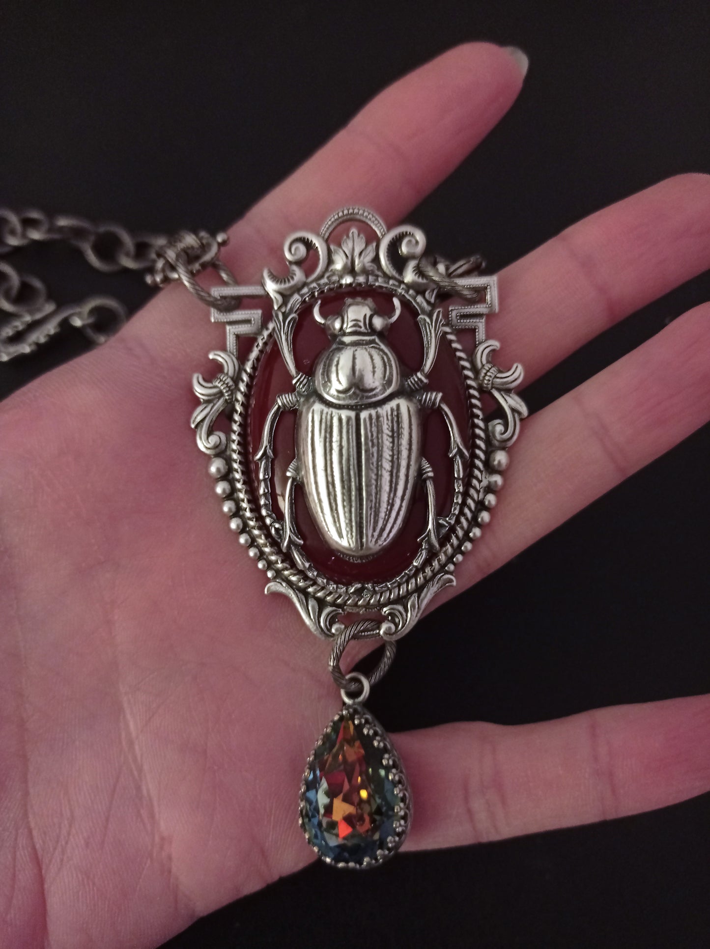 Large Carnelian Scarab Necklace