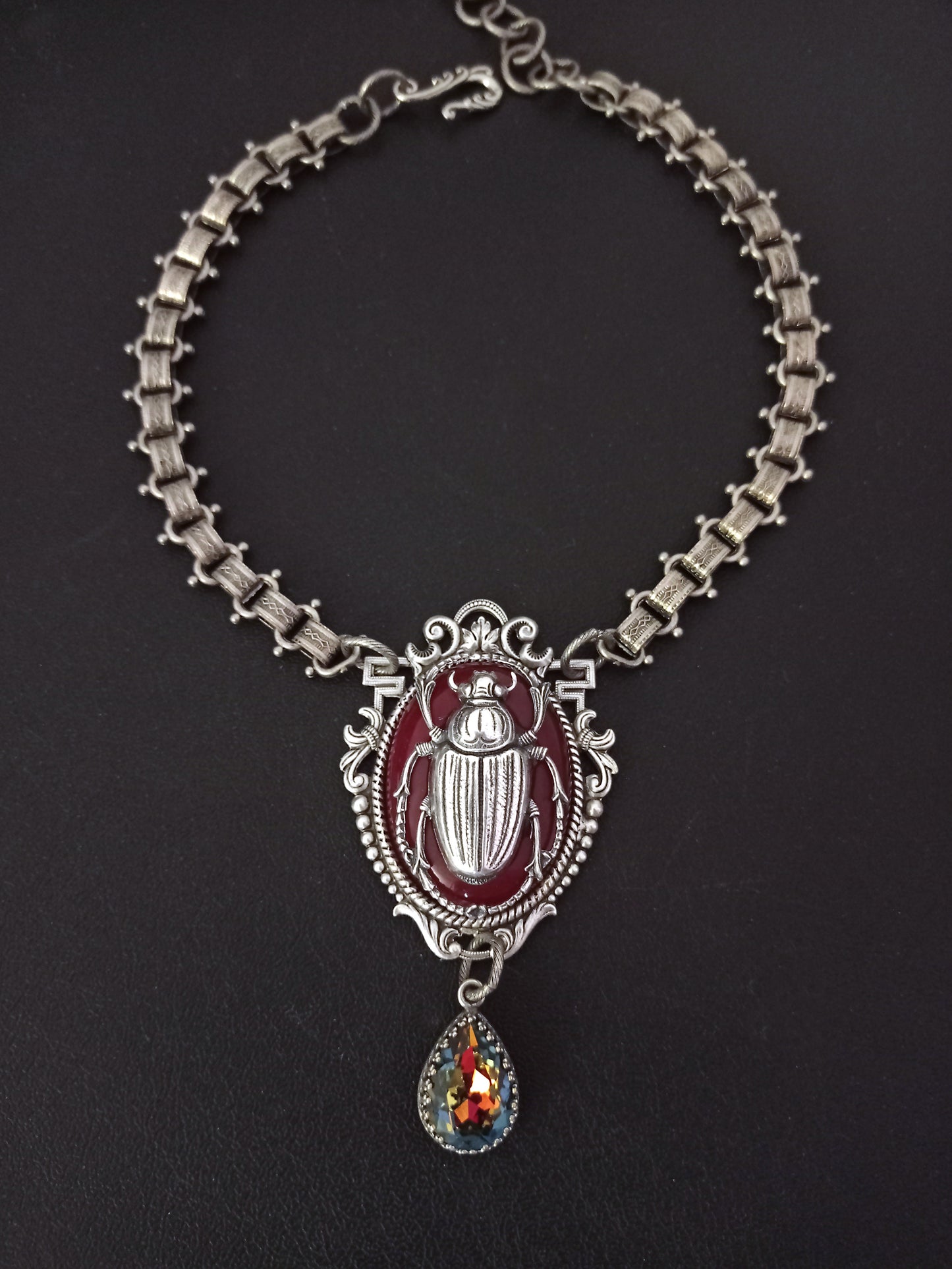 Large Carnelian Scarab Necklace