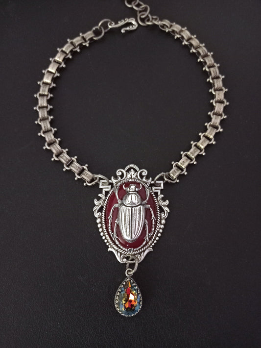 Large Carnelian Scarab Necklace