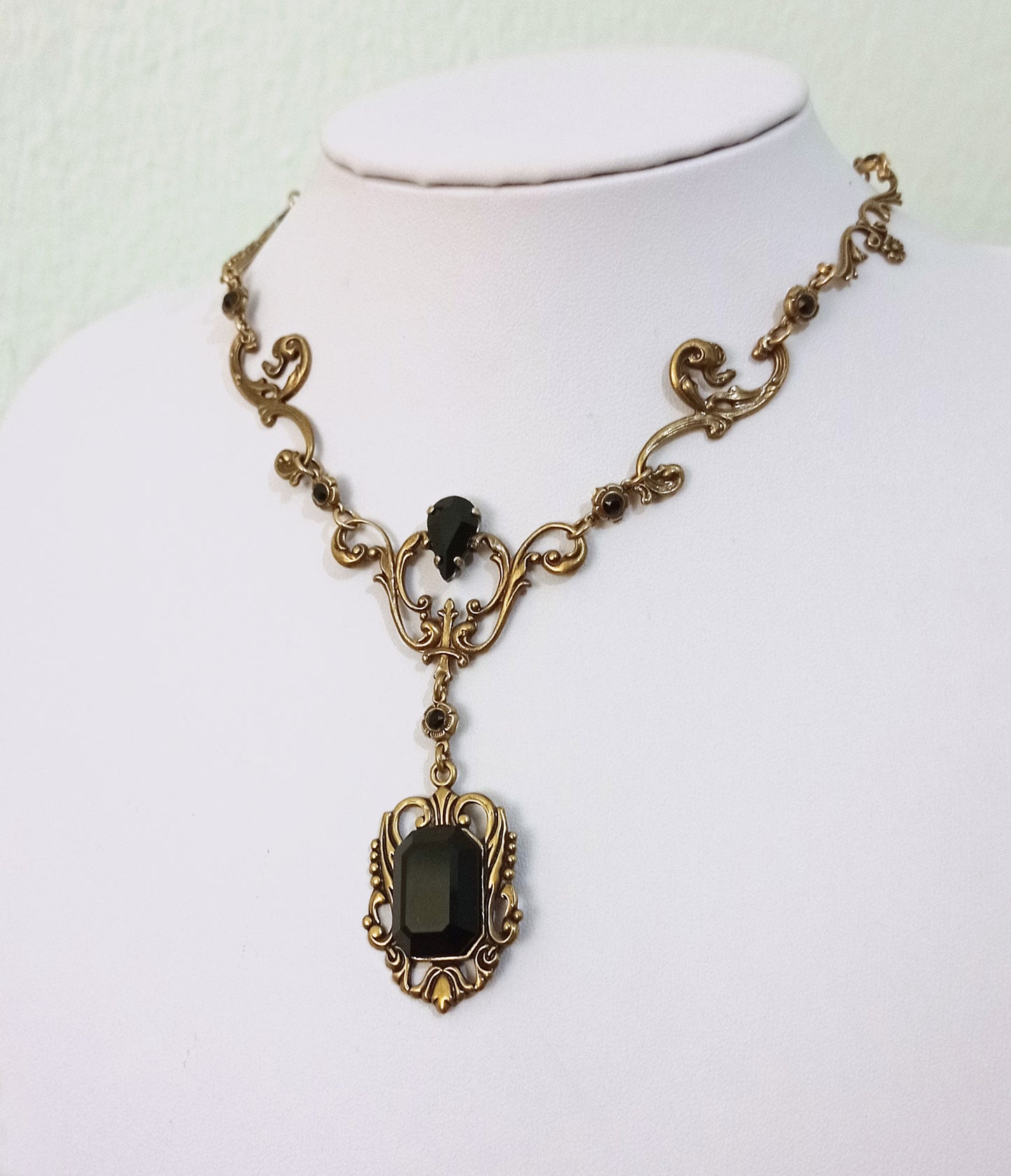Brass and Black Victorian Necklace