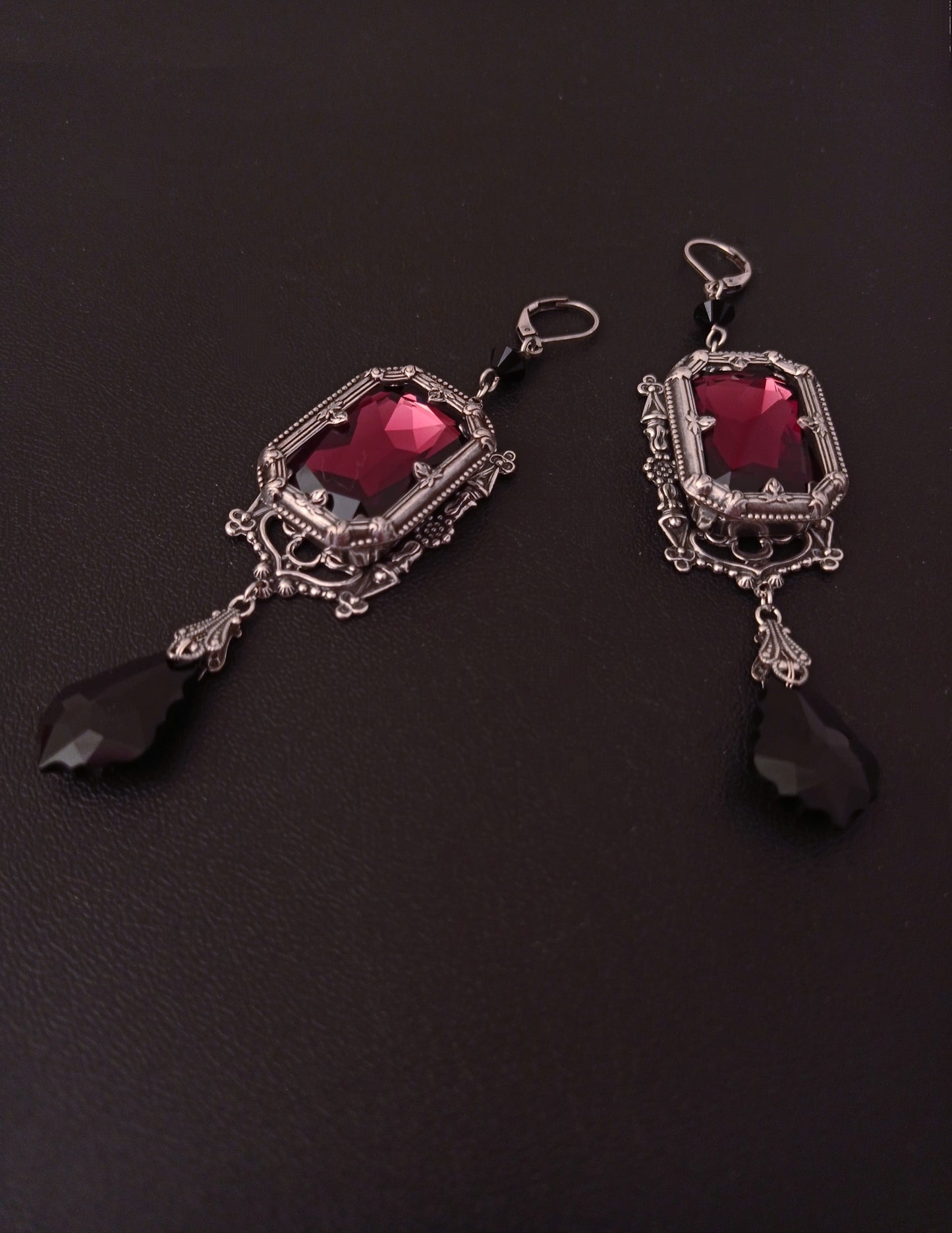 Burgundy Gothic Earrings
