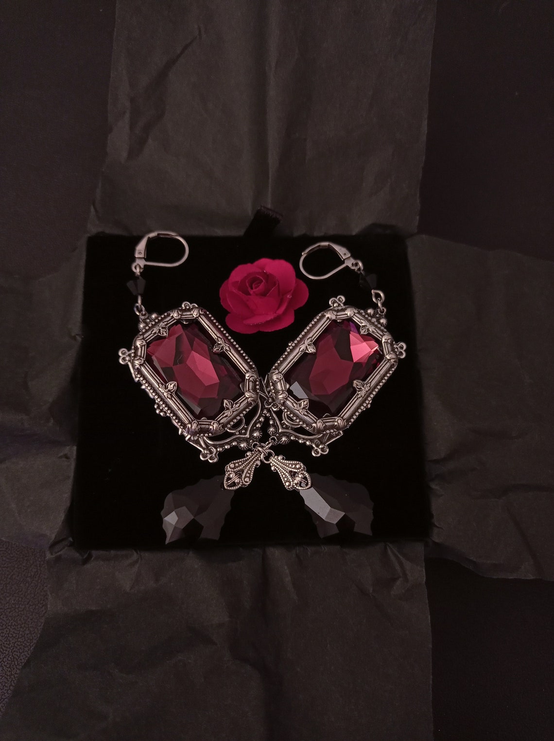 Burgundy Gothic Earrings