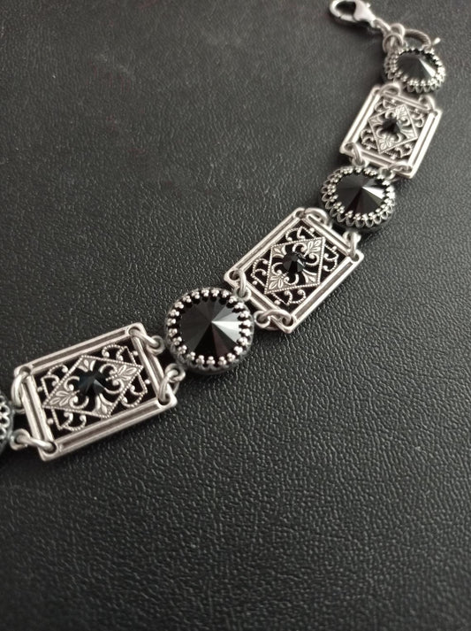 Black Swarovski Filigree Bracelet
