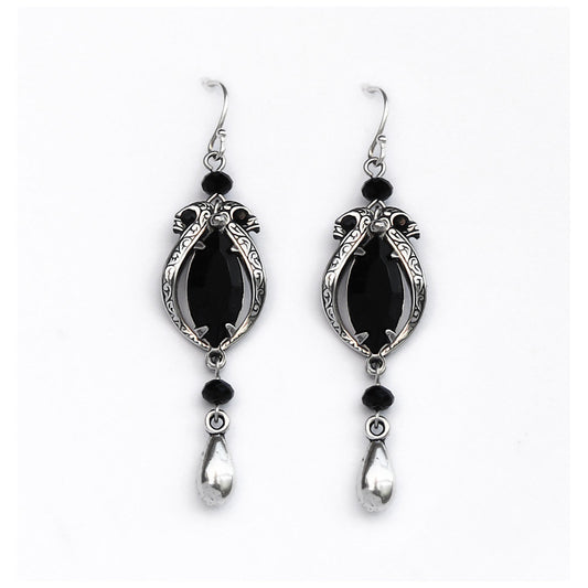Black Swarovski Crystal Dangle Earrings - Aranwen's Jewelry
 - 1